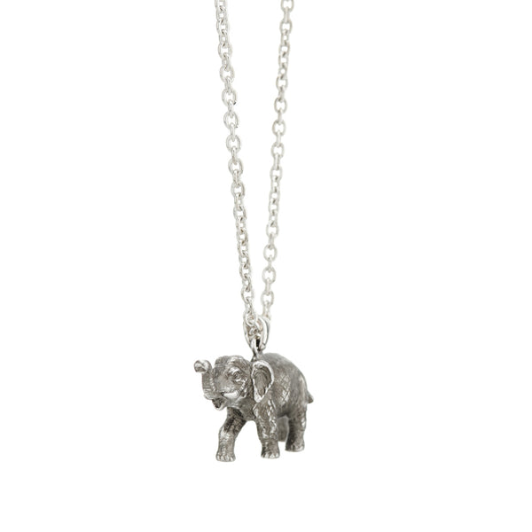 Deakin & Francis Sterling Silver Oxidised Black Elephant Pendant And Chain