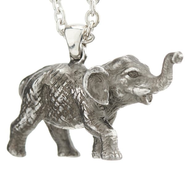 Deakin & Francis Sterling Silver Oxidised Black Elephant Pendant And Chain