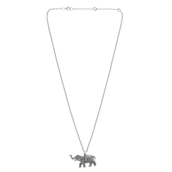 deakin & francis Sterling Silver Oxidised Black Elephant Pendant and Chain