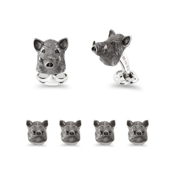 deakin & francis Sterling Silver Oxidised Boar Dress Set