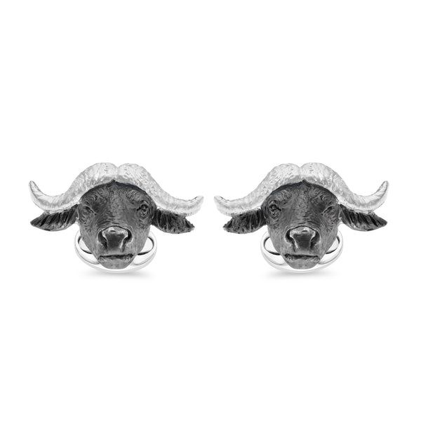 deakin & francis Sterling Silver Oxidised Buffalo Cufflinks