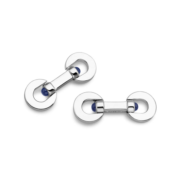 deakin & francis Sterling Silver Paddle Cufflinks with Sapphires