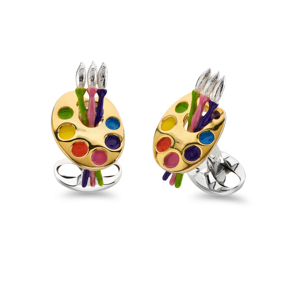 deakin & francis Sterling Silver Paint Brush Pallet Cufflinks
