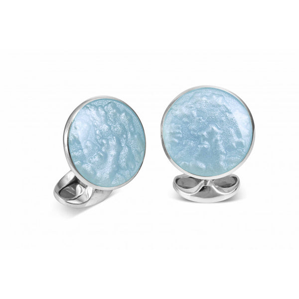 Deakin & Francis Sterling Silver Pale Blue Haze Enamel Dress Stud Set