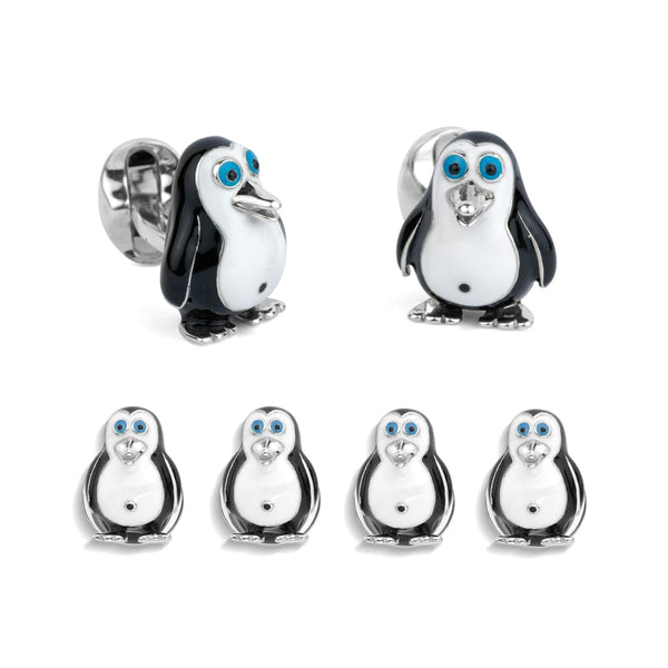 deakin & francis Sterling Silver Penguin with Sapphire Eyes Dress Set