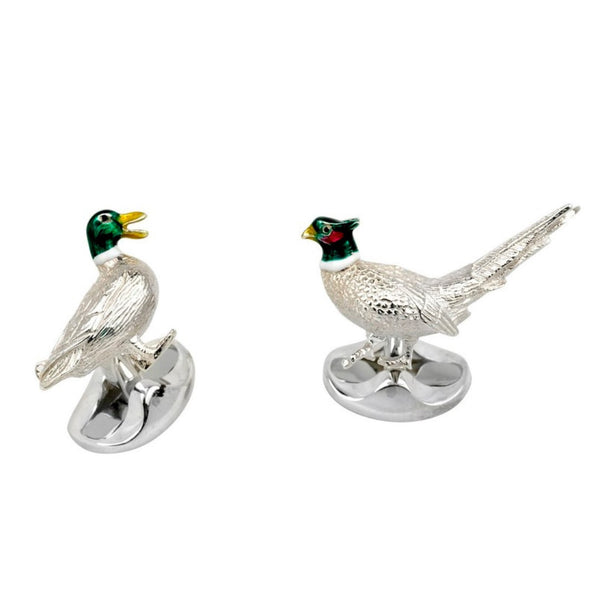 deakin & francis Sterling Silver Pheasant And Duck Cufflinks