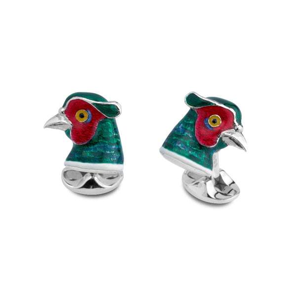 deakin & francis Sterling Silver Pheasant Head Cufflinks