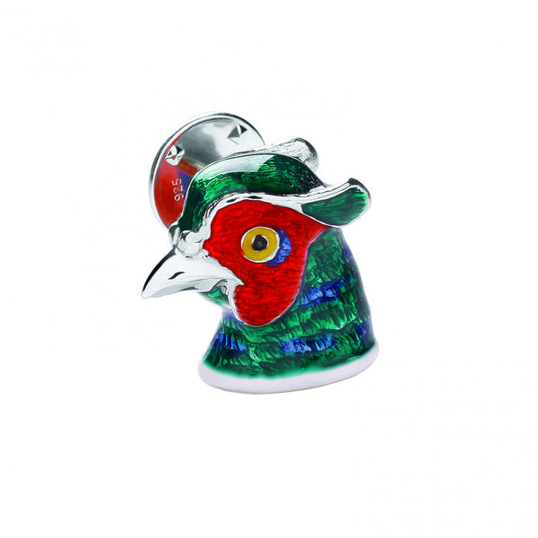 deakin & francis Sterling Silver Pheasant Head Lapel Pin