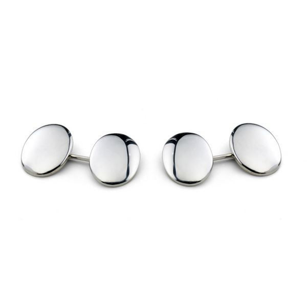 deakin & francis Sterling Silver Plain Domed Oval Cufflinks