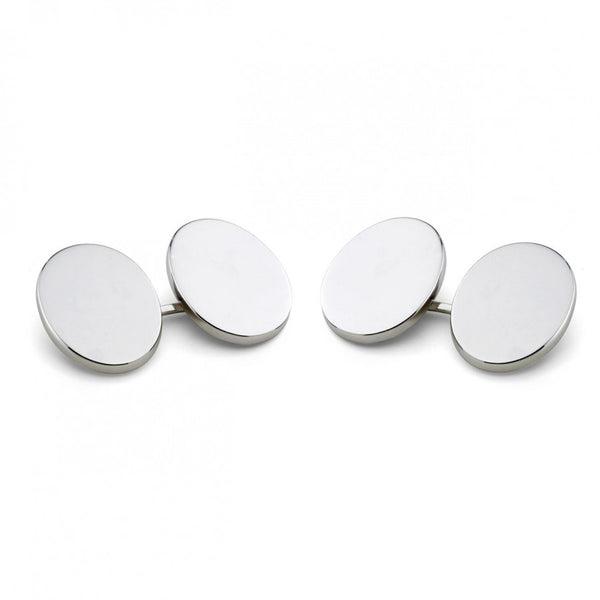 deakin & francis Sterling Silver Plain Oval Linked Cufflinks