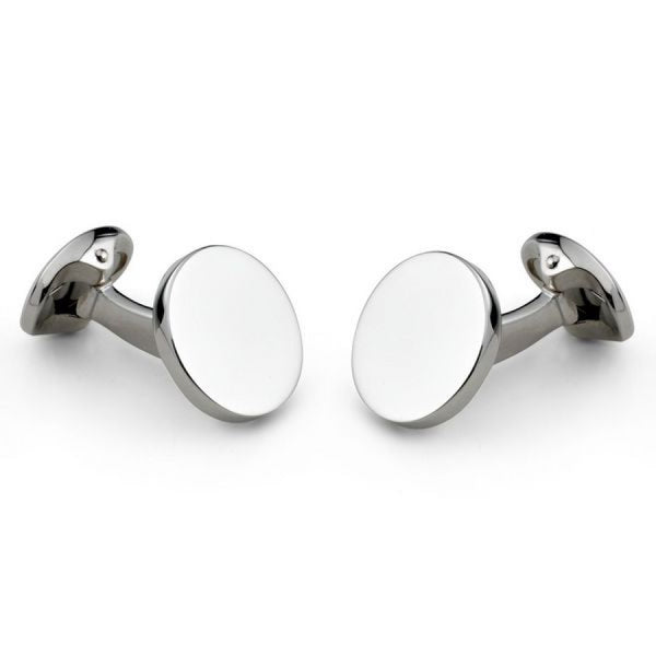 deakin & francis Sterling Silver Plain Round Cufflinks
