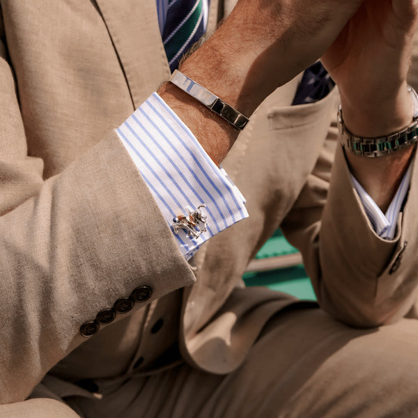 Deakin & Francis Sterling Silver Polo Rider & Pony Enamel Cufflinks
