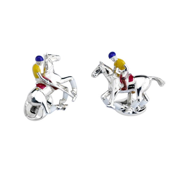 deakin & francis Sterling Silver Polo Rider & Pony Enamel Cufflinks