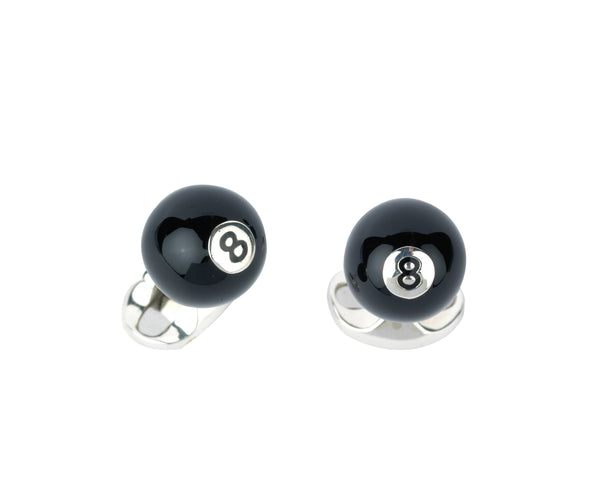 deakin & francis Sterling Silver Pool 8 Ball Cufflinks