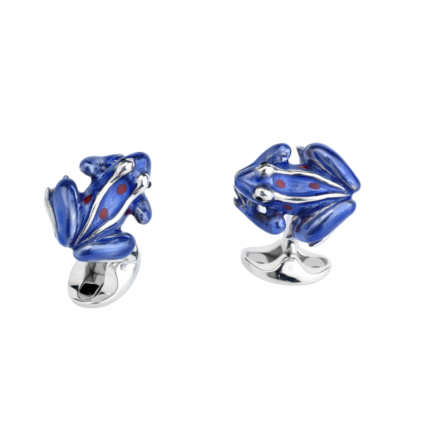 deakin & francis Sterling Silver Purple And Red Enamel Frog Cufflinks