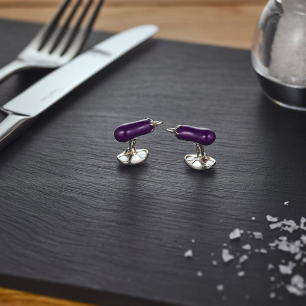 Deakin & Francis Sterling Silver Purple Aubergine Cufflinks