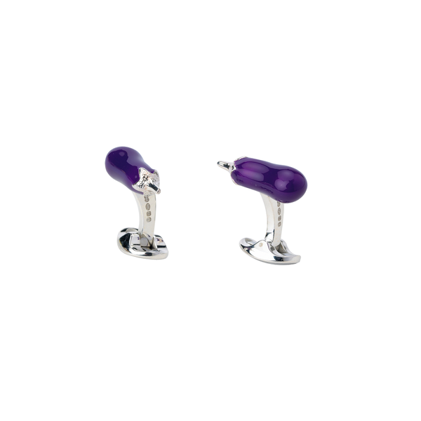 deakin & francis Sterling Silver Purple Aubergine Cufflinks