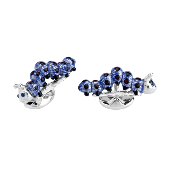 deakin & francis Sterling Silver Purple Caterpillar Cufflinks