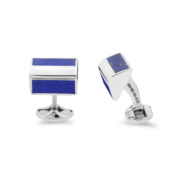 deakin & francis Sterling Silver Pyramid Shape Cufflinks With Lapis Lazuli Inlay