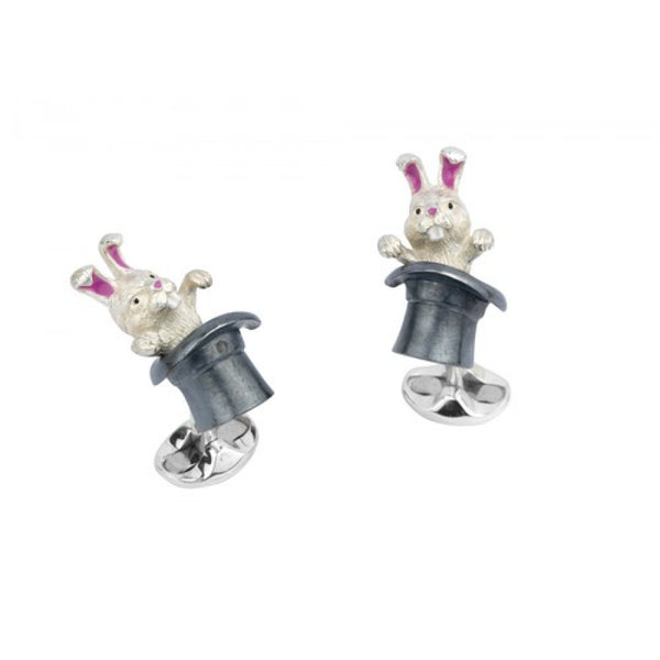 deakin & francis Sterling Silver Rabbit in Hat Cufflinks