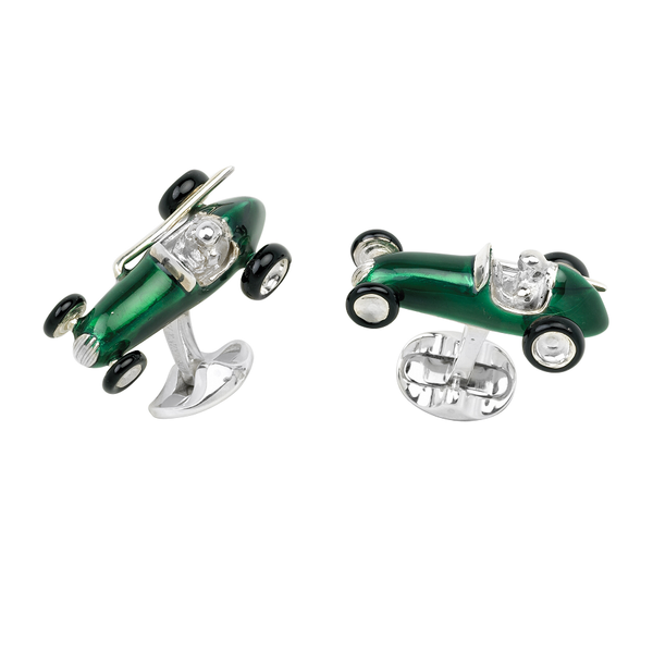 deakin & francis Sterling Silver Racing Car Cufflinks - Green deakin & francis Sterling Silver Racing Car Cufflinks - Green