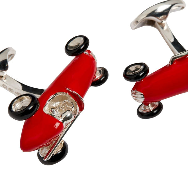 Deakin & Francis Sterling Silver Racing Car Cufflinks - Red