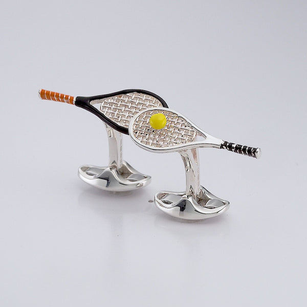 Deakin & Francis Sterling Silver Racket & Ball Tennis Cufflinks