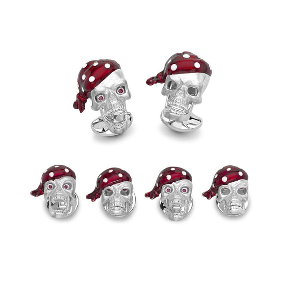 deakin & francis Sterling Silver Red Bandana Skull Dress Set