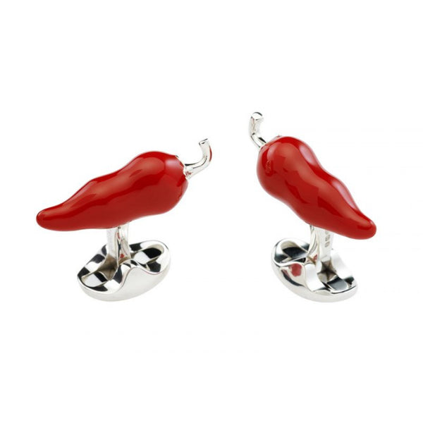 deakin & francis Sterling Silver Red Chilli Cufflinks