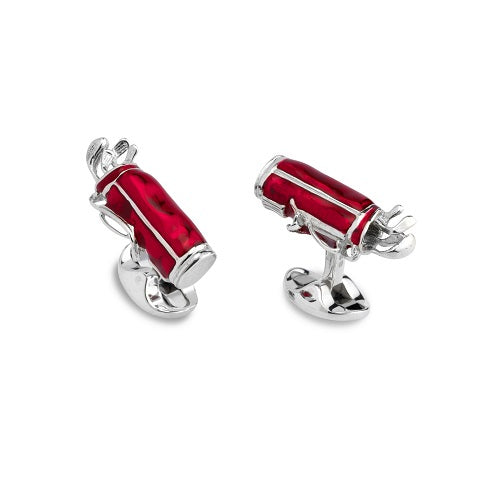 deakin & francis Sterling Silver Red Enamel Golf Bag Cufflinks