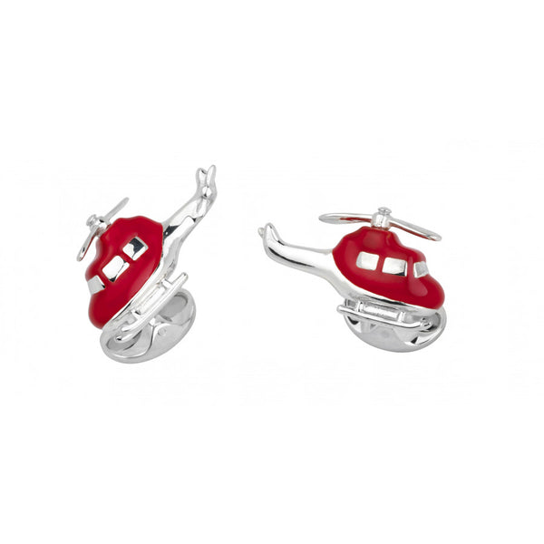 deakin & francis Sterling Silver Red Enamel Helicopter Cufflinks deakin & francis Sterling Silver Red Enamel Helicopter Cufflinks