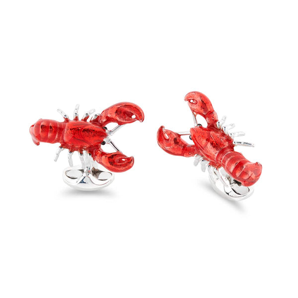 deakin & francis Sterling Silver Red Enamel Lobster Cufflinks