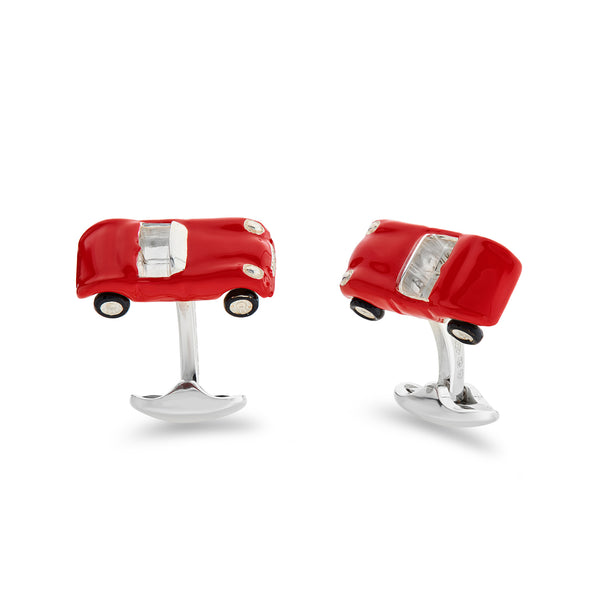 deakin & francis Sterling Silver Red Enamel Toy Sports Car Cufflinks