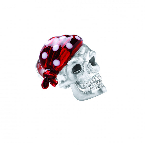 deakin & francis Sterling Silver Red Skull Bandana Lapel Pin