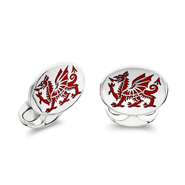deakin & francis Sterling Silver Red Welsh Dragon Cufflinks