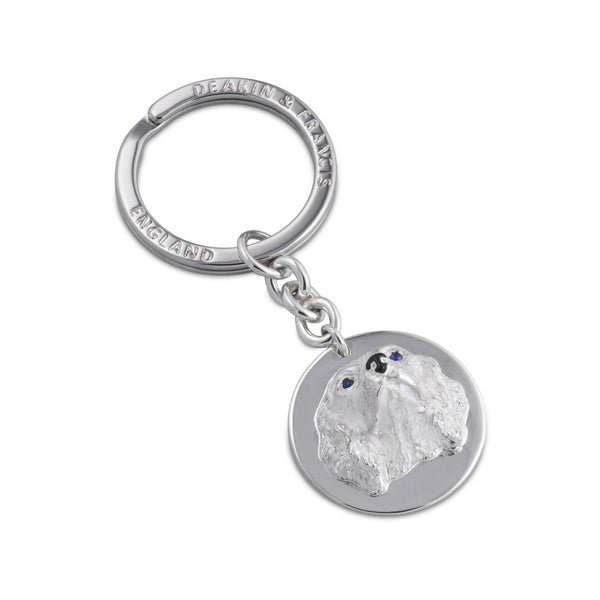 deakin & francis Sterling Silver Retriever With Sapphire Eyes Keyring