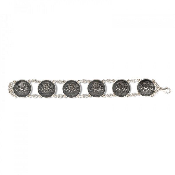 Deakin & Francis Sterling Silver Rhino 6 Disc Bracelet