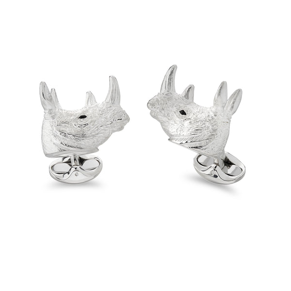 deakin & francis Sterling Silver Rhino Head Cufflinks