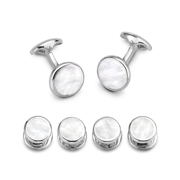 deakin & francis Sterling Silver Round Mother Of Pearl Dress Set