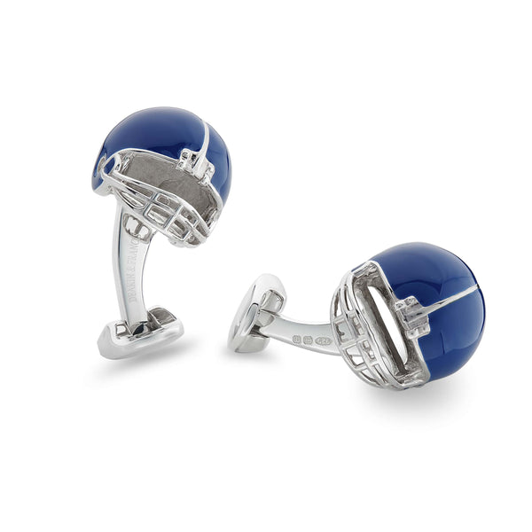 deakin & francis Sterling Silver Royal Blue American Football Helmet Cufflinks