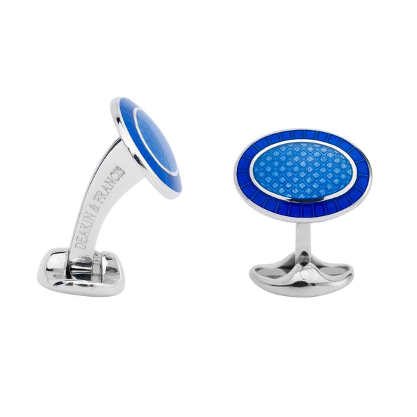deakin & francis Sterling Silver Royal Blue and Sky Blue Enamel Cufflinks