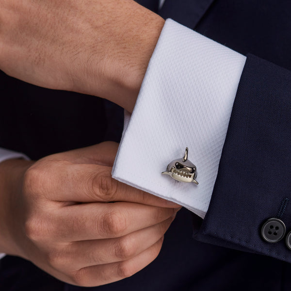 Deakin & Francis Sterling Silver Shark Head Cufflinks