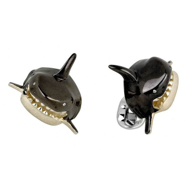 deakin & francis Sterling Silver Shark Head Cufflinks