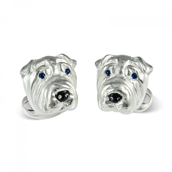 deakin & francis Sterling Silver Sharpei Dog Cufflinks