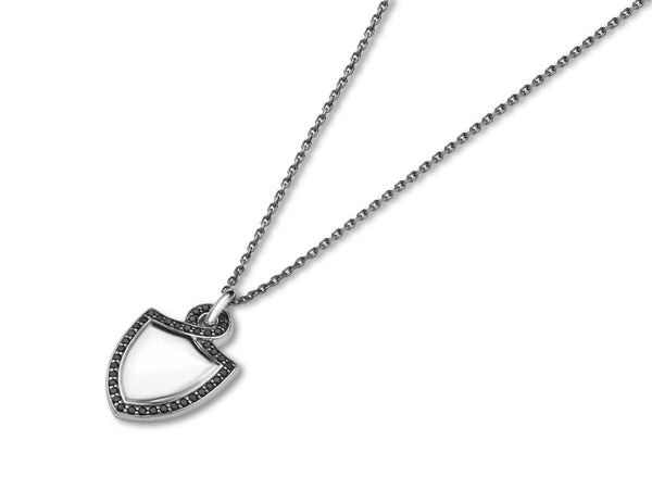 deakin & francis Sterling Silver Shield Pendant With Black Spinel Border