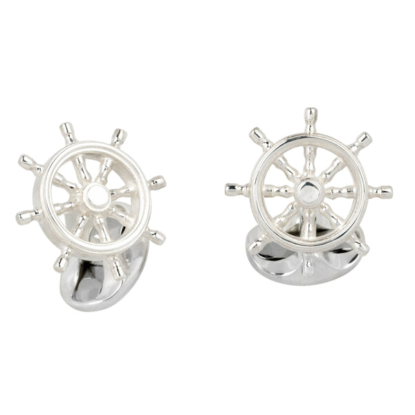 deakin & francis Sterling Silver Ship Wheel Cufflinks