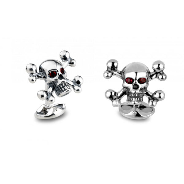 deakin & francis Sterling Silver Skull and Cross Bones with Ruby Eyes