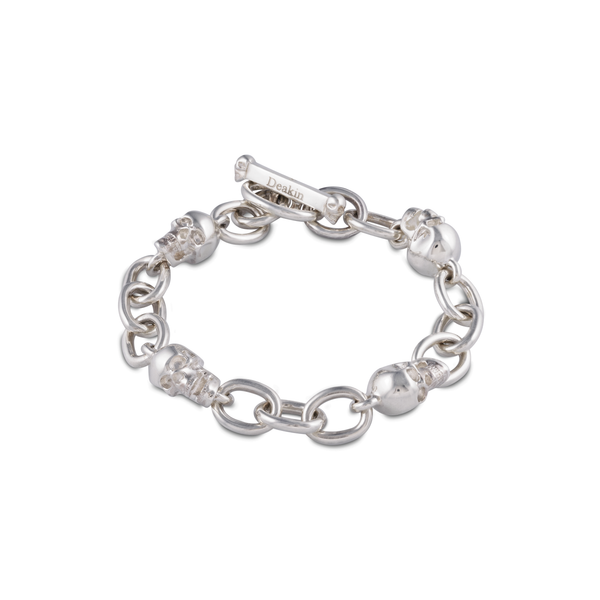 deakin & francis Sterling Silver Skull Chain Bracelet