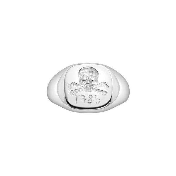 Deakin & Francis Sterling Silver Skull & Cross Bones Ladies Signet Ring