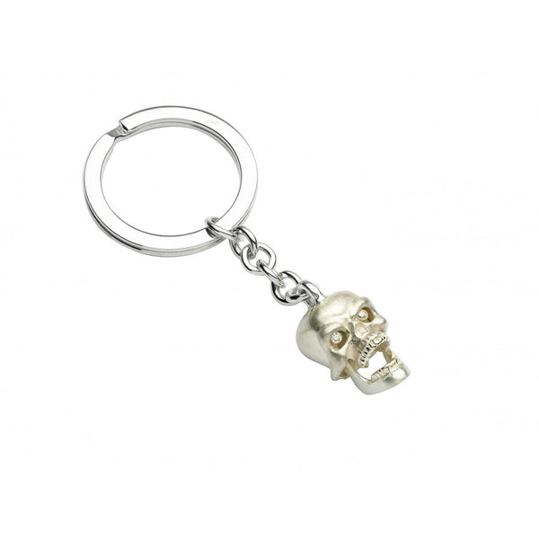 Deakin & Francis Sterling Silver Skull Keyring With Diamond Eyes